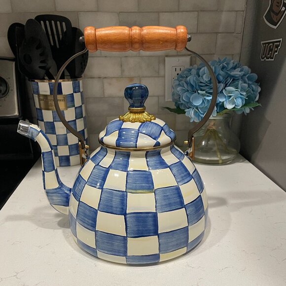 MacKenzie-Childs Royal Check Tea Kettle - 3 Quart - Picture 1 of 1